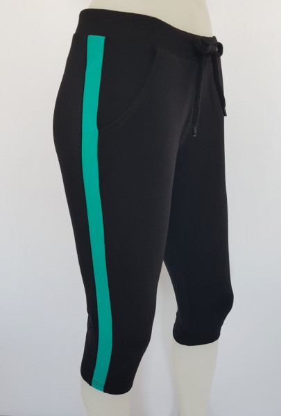 P.2183 Negru & Tropical, Pantalon Dama 3/4 Conic cu Buzunar