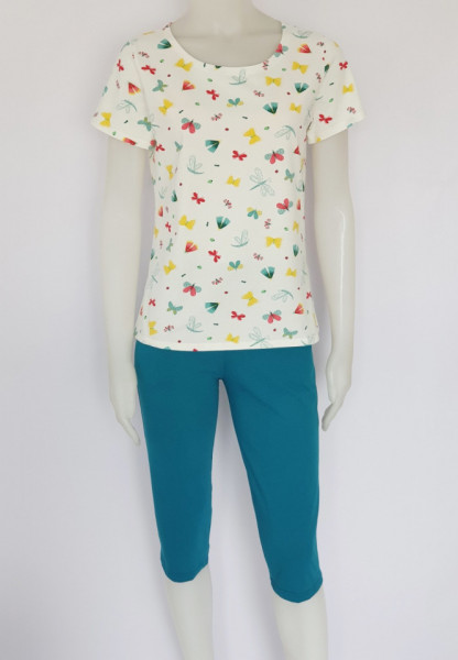 Pij.2175 Alb& Flturasi, Pijama Damă KNOX, maneca scurta