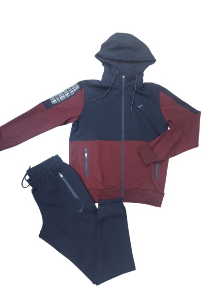 Trening Barbati REDICS, Modern Fit, cu Gluga 25-074 Visiniu - Bleumarin