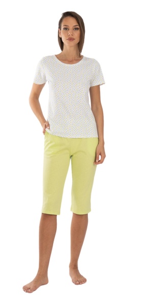 Pij.2244 ALB-ACID, Pijama Damă KNOX, Maneca Scurta