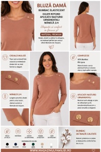 B.2343 Cappucino, Bluza dama Knox, Maneca 3/4 - Img 2