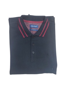 Bluza Barbati RUGATCHI, Polo Pique Regular Fit, NEGRU - Img 3