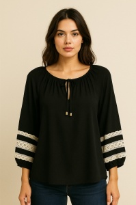 Bluza dama ANESIA din Viscoza, Tip IE cu Maneca 3/4, ANDREEA Negru - Img 1
