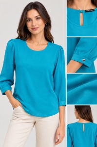 Bluza dama Coquette, Maneca 3/4, Model SIMINA - Albastru