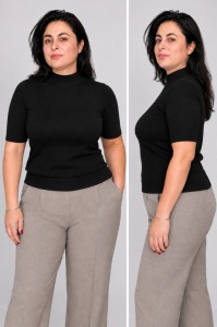 Bluza dama Hermina, Maleta Guler Inalt MS168 NEGRU - Img 2