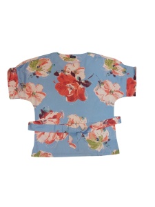 Bluza dama Soft & Seven by Sofiaman, din Viscoza, Tipar Lejer Maneca Scurta, JUNE T23-013 Bleu-FLORAL - Img 2
