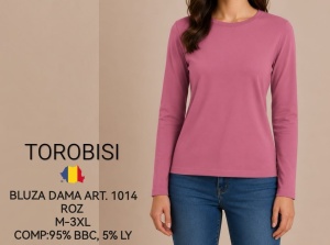 Bluza dama TOROBISI TRICOTEX, din Bumbac Elasticizat ML 1014 Roz