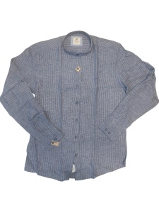 Camasa Barbati TONELLI din IN, SLIM FIT Guler Tunica, Imprimeu Dungi, Gri-Alb - Img 2