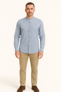 Camasa Barbati TONELLI din IN, SLIM FIT Guler Tunica, Imprimeu Dungi, Albastru-Alb