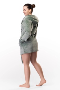 Halat Dama Mr Big Lady, din Cocolino, Cu Gluga 807 Verde Menta - Img 3