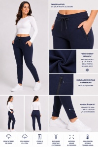 P.2027 BLEUMARIN, Pantaloni trening Dama KNOX, Modern FIT, fermoare la buzunare - Img 2