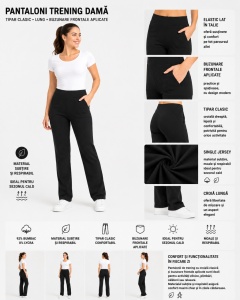 P.2202 NEGRU, Pantaloni Trening Dama KNOX, Clasic, Primavara - Vara - Img 2