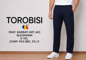 Pantaloni Trening Barbati TOROBISI TRICOTEX, Modern Fit, 603 Bleumarin - Img 2