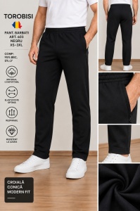 Pantaloni Trening Barbati TOROBISI TRICOTEX, Modern Fit, 603 NEGRU