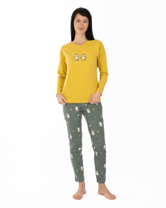 Pij.2185 Galben Pinguini, Pijama dama Knox - Img 1