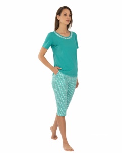 Pij.2267 TURCOAZ, Pijama Damă KNOX, Maneca Scurta