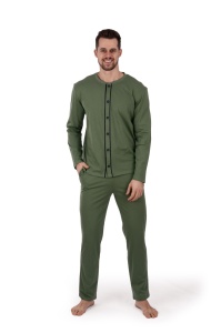 Pij.4110 Kaki, Pijama Bărbați Knox, cu Nasturi - Img 1
