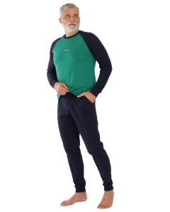 Pij.4155 VERDE , Pijama Bărbați KNOX cu Manseta la Glezna