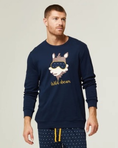Pijama Baieti Pompea, din Interlook, cu Mansete, LUP Bleumarin - Img 3
