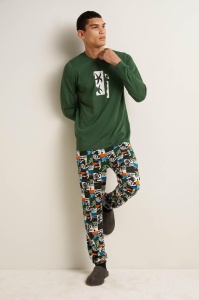 Pijama Barbati VAMP, din Bumbac, ML 23902 VERDE