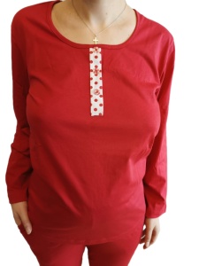 Pijama Dama Auritex, tipar Clasic, 140 Rosu - Img 4