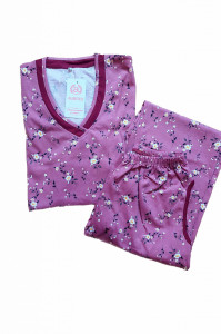 Pijama Dama Auritex, tipar Clasic, 407 Maro Floral - Img 2