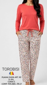 Pijama Dama TOROBISI TRICOTEX, Clasic, ML 82 Coral