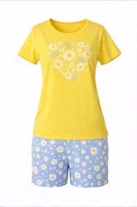 Pijama dama Uniconf Maneca scurta, PFV86IMP136 GALBEN