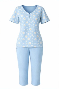 Pijama dama Uniconf Maneca scurta, PFV87IMP136 ALBASTRU Deschis