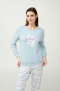 Pijama dama VAMP, Compleu din Interlook , ML 23302 Albastru Deschis - Img 3