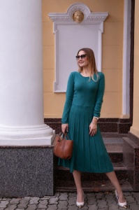 Rochie Dama Tricotata HERMINA, Evazata 421 SMARALD Blue