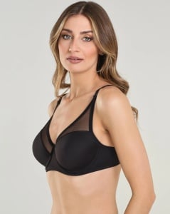 SUTIEN SPIMAN, din Microfibra Elastica, cu Armătură si Tiul, 451- NEGRU