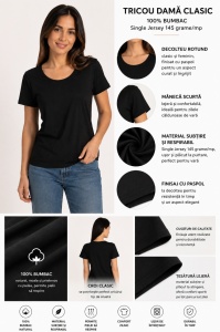 T.2500 Negru, Tricou Dama KNOX, CLASIC - Img 2