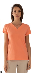 T.2974 CORAL, Tricou Dama KNOX, Guler V in valuri - Img 1