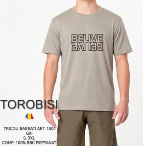 Tricou Barbati TOROBISI TRICOTEX, cu Imprimeu, BELIVE 1001 Gri Sand - Img 2