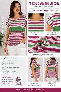 Tricou dama KNOX, din Viscoza, T.2964 VERDE-Fuxia - Img 2