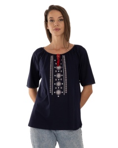 Tricou Dama KNOX, Imprimeu Traditional Tip IE, T.2502 Bleumarin - Img 1