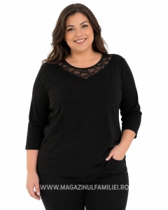 B.2342 NEGRU, Bluza Dama KNOX, Maneca 3/4 Marimi EXTRA LARGE