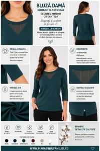 B.2344 VERDE INCHIS, Bluza dama Knox, Maneca 3/4 - Img 2