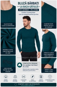 B.4006 Petrol, Bluza Barbati KNOX Slim Fit - Img 2