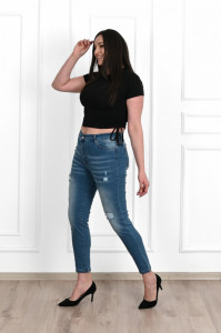 Blugi Dama Adrom, BATAL 6176-1298 Albastru Denim - Img 3