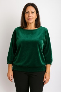 Bluza dama ANESIA din CATIFEA Uni, Verde Smarald