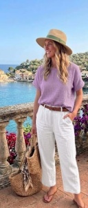 Bluza dama ANESIA din Muselina, Maneca Scurta, MELISA - Liliac