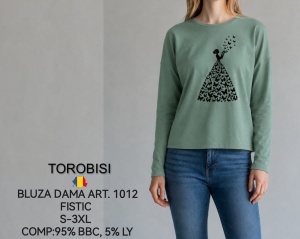 Bluza dama TOROBISI TRICOTEX, din Bumbac Elasticizat ML 1012 Fistic GREEN