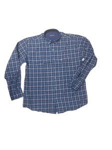 Camasa Barbati Dust Cardin, Maneca Lunga, din Bumbac, Regular Fit, Buzunar la piept, Patratele Bleumarin cu Albastru - Img 2