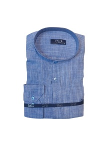 Camasa Barbati TACT, cu IN, Slim Fit cu Guler Tunica (Rusesc) , Indigo - Img 4