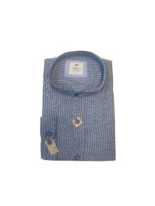Camasa Barbati TONELLI din IN, SLIM FIT Guler Tunica, Imprimeu Dungi, Gri-Alb - Img 3