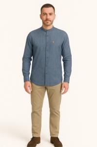 Camasa Barbati TONELLI din IN, SLIM FIT Guler Tunica, Imprimeu Dungi, Gri-Alb