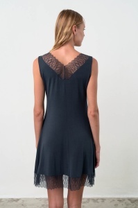 Camasa de Noapte VAMP, Pentru dama, din Micromodal Kimono 18182 BLUE PARIS - Img 6