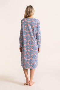 Camasa Noapte Dama Soft&Seven By Sofiaman, din Bumbac CARMINA S22-009 Albastru Floral - Img 2